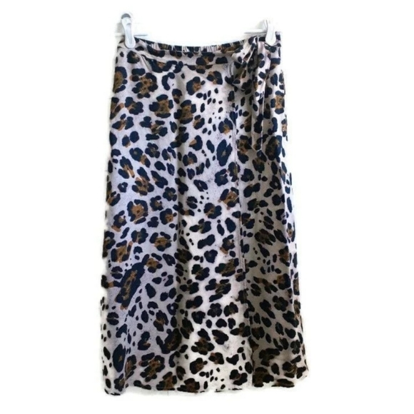 Leopard Print S Midi Skirt Wrap Animal Print Leopard Cheetah Lightweight - Picture 1 of 5